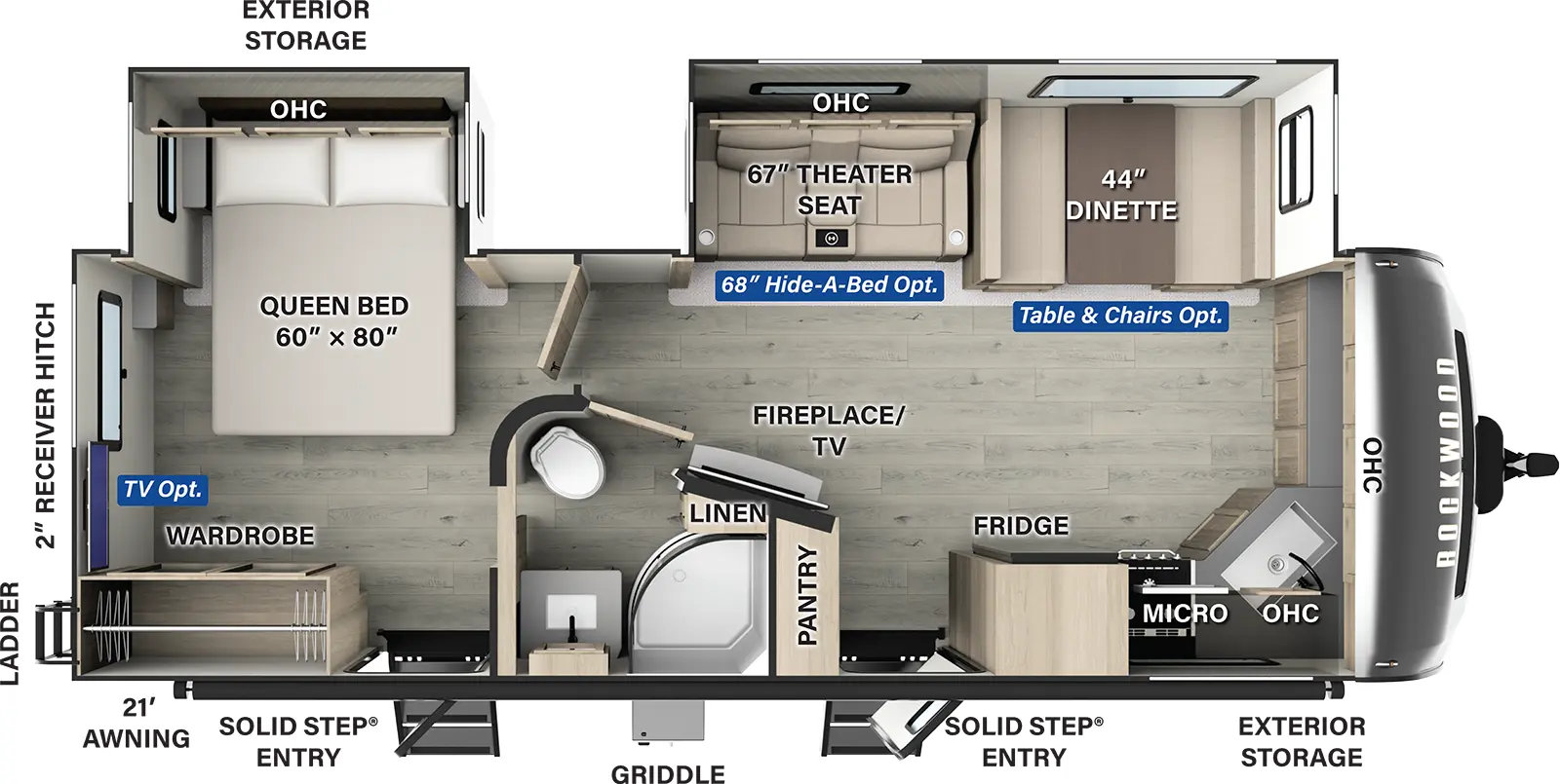 Rockwood Ultra Lite Travel Trailers 2608BS Floorplan